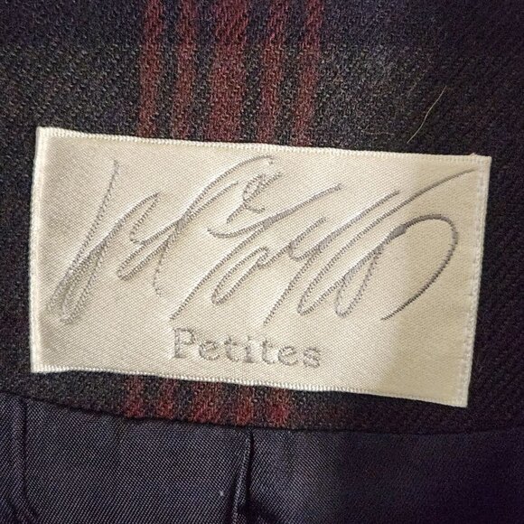 Lord & Taylor Vintage Stunning Wool Plaid Velvet Accent Blazer Size 2p - Picture 6 of 7